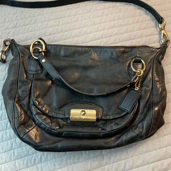 Black leather Coach purse gold hardware - Picture 1 of 3